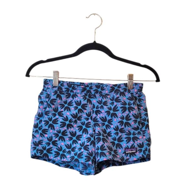 Patagonia Kid's Blue Baggy Floral Print Shorts Size M - Picture 1 of 5